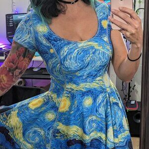 Almond Blossom vs Starry Night Cap Sleeve Inside Out Dress - Blackmilk IOD